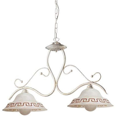 Lampadario Biliardo 2 luci in metallo avorio spennellato oro - Onli