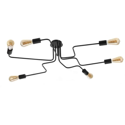 Plafoniera a 6 luci in metallo nero (lampadine non incluse) - Onli