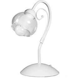 Lampada da tavolo in metallo bianco lucido con vetri bianchi e trasparenti. 1 luce - Onli en oferta