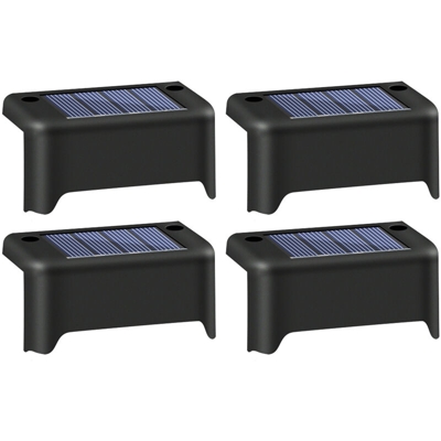 Luce calda per recinzione per scale da giardino solare, lampada a perno per percorso, 4 pezzi, luce nera calda - ASUPERMALL