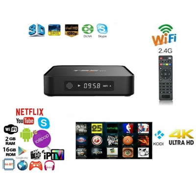 Tech-it - TV BOX ANDROID 7.1 T95 PRO IPTV 4K FULL HD 1080P 16GB 2GB RAM SMART DECODER WIFI