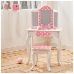Set Toletta Sgabello Specchio Legno Rosa Bambini Teamson Kids Td-11670f precio