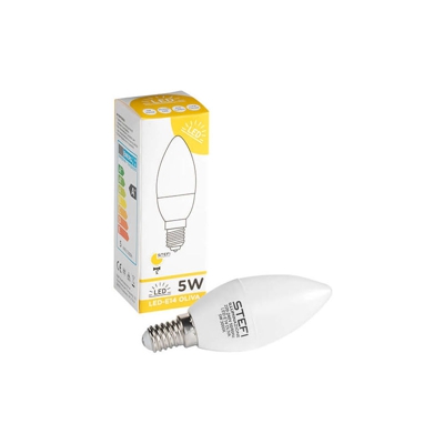 ONLI - Lampadina LED E14 oliva 5W, 3000K luce calda