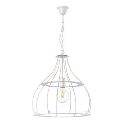 Lampada a sospensione in metallo laccato stile industrial. Bianco - Onli en oferta