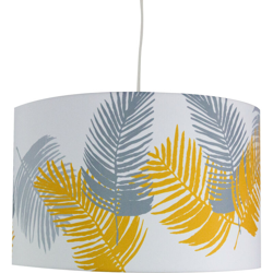 ONLI - Lampada a sospensione con paralume in tela motivo piume (Grigio-Giallo) precio