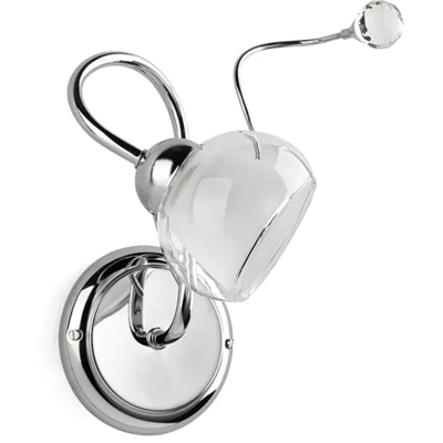 Applique 1 luce in metallo cromato lucido con paralume in vetro e sfera in cristallo - Onli