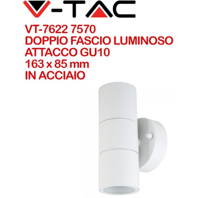 lampada da parete 2 luci 220-240 volt CE GU10 IP44 esterno grigio tec 640442 - V-TAC