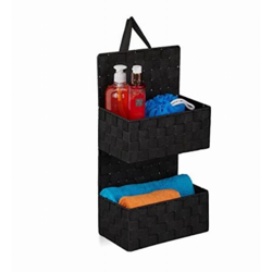 Portaoggetti da Appendere in Stoffa, 2 Ripiani, Sostegno per il Muro, Organizer PP,HLP 48x25x15cm, nero - RELAXDAYS características