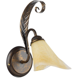 Lampada da parete in metallo marrone spennellato oro e vetro ambra Stile classico. 1 luce - Onli precio