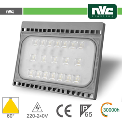 proiettore per esterni slim 220-240 volt 50 watt A+ CE IP65 bianco caldo grigio no lif nvd103s50w30k - NVC características