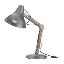 Lampada da tavolo stile industrial regolabile in legno e metallo grigio - Onli en oferta