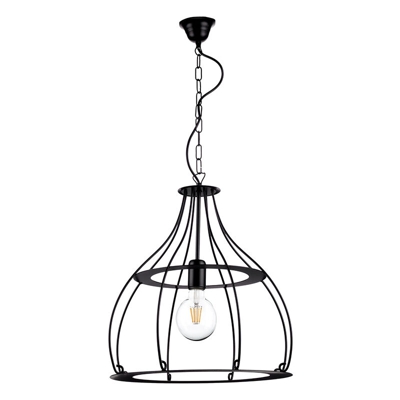 Lampada a sospensione in metallo laccato stile industrial. Nero - Onli