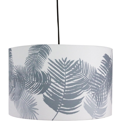 Lampada a sospensione con paralume in tela motivo piume (Grigio) - Onli