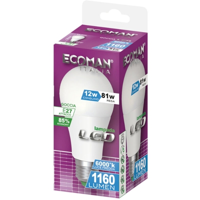 Ecoman - LAMPADA LED GOCCIA E27 12W 6000 K