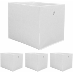 DuneDesign Set 4 Scatole Portaoggetti box pieghevoli 33x38x33cm cestini di tessuto con 2 asole di metallo ceste Bianco características