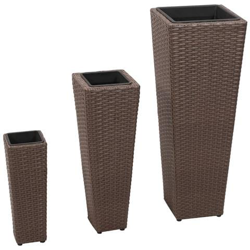 Vasi Fioriere Moderni In Rattan Caffè, Set Da 3 Vasi en oferta