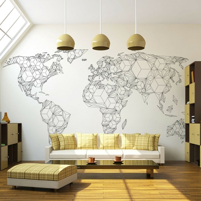Fotomurale - Map of the World - white solids