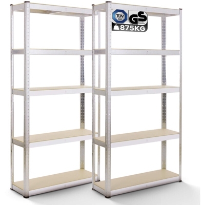 2x AREBOS Scaffale per Carichi Pesanti 875kg Ripiano Seminterrato 180x90x40cm TÜV