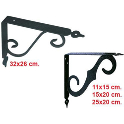 Mensola in ferro lavorato verniciato Nero stile Brackets - 32x26 cm. Conf. 2 Pz - EAC características