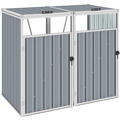 Copri Bidone Rifiuti Doppio Grigio 143x81x121 Cm In Acciaio