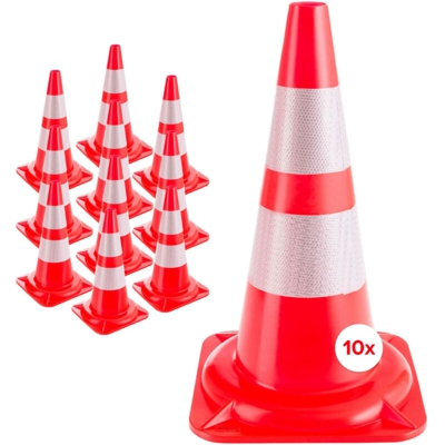 Arebos 10x Cono Stradale Cono Spartitraffico Birillo Arancio-Bianco Cono Segnaletico