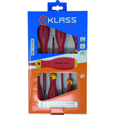 Klass - Serie 6 Cacciaviti Isolati Vde 'Protecta' 1000V Iec 60900 Cr-V 3 Lama 3