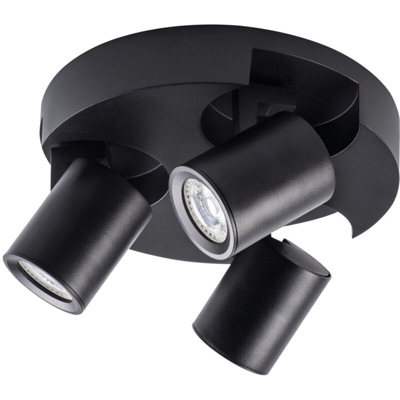 faretto parete laurin 220-240 volt 3 luci tondo CE GU10 IP20 interno nero orientabile kan 29127 - KANLUX