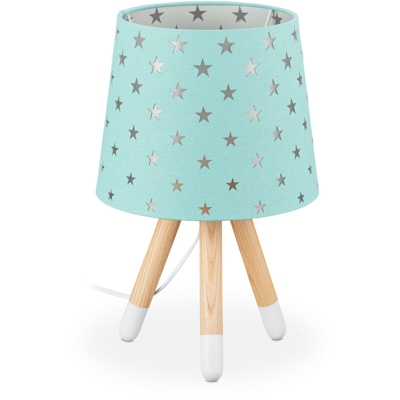 Relaxdays - Lampada da Tavolo per Bambini, Luce Comodino per Cameretta, E14, Scrivania, Design Stelline, 39x25 cm, Mente