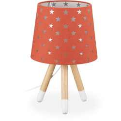 Relaxdays - Lampada da Tavolo per Bambini, Luce Comodino per Cameretta, E14, Scrivania, Design Stelline, 39x25 cm,rossa características