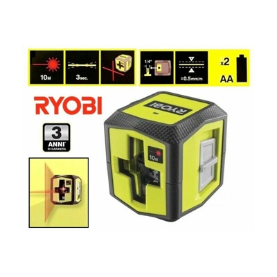Ryobi - LIVELLA LASER ROSSO A DUE LINEE FINO A 10 MT CON MORSETTO DI FISSAGGIO ' '