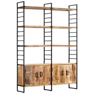 Libreria A 4 Livelli Legno Di Mango Grezzo 124x30x180 Cm