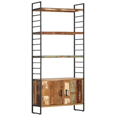 Libreria A 4 Livelli Legno Massello Di Recupero 80x30x180 Cm