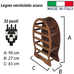 Bricolife - Cantinetta porta bottiglie vino arredamento cantina in legno verniciabile 33 posti scuro características