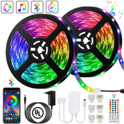 Langray - Striscia LED blu, striscia LED 10M (5M * 2) 300 LED 5050 RGB IP65, controllata da APP per smartphone, sincronizzazione con funzione ritmo / características