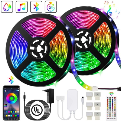 Langray - Striscia LED blu, striscia LED 10M (5M * 2) 300 LED 5050 RGB IP65, controllata da APP per smartphone, sincronizzazione con funzione ritmo /