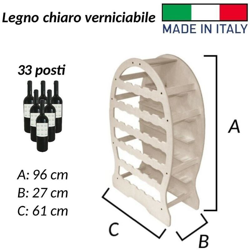 Bricolife - Cantinetta porta bottiglie vino arredamento cantina in legno verniciabile 33 posti chiaro precio
