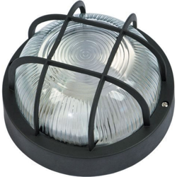 EAC - Plafoniera Lampada Tonda Da Giardino Per Esterni Col. Nero Con Griglia en oferta