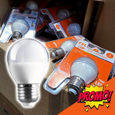 FSL - lampadina led mini globo g50 180° 220-240 volt 25000 ore 6 watt A+ CE E27 bianco naturale no lif flg50b6w40k27