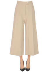 Textured cotton cropped trousers precio