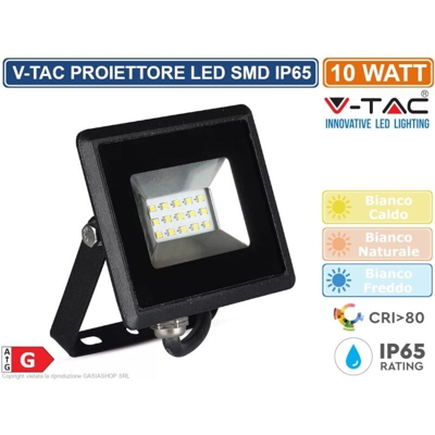 Faro LED SMD 10W E-Series Colore Nero 4000K IP65 - V-tac