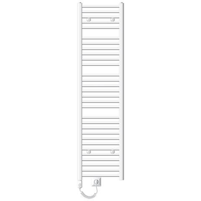 Radiatore Da Bagno Elettrico Con Termostato 900 W, Ecd Germany, Modello Sahara, 400 X 1800 Mm, Bianco, Dritto, Con Collegamento Laterale, Portasciugamani