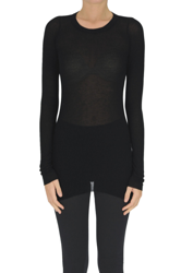 Ribbed viscose and silk t-shirt en oferta