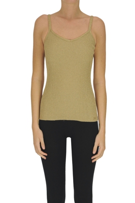 Ribbed lurex knit tank-top