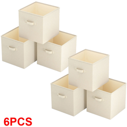 6Pcs GUARDAROBA SCATOLA 37 x 33 x 33 CM, ORGANIZER Cubo Box Salvaspazio Ripiegabile Beige, Fatto di Assia, Storage Bag Beige - Simplehome precio