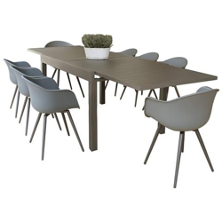 Jerri - Set Tavolo In Alluminio Cm 135/270 X 90 X 75 H Con 8 Sedute en oferta