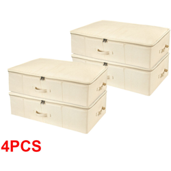 4Pcs GUARDAROBA SCATOLA 70 x 43 x 18 CM, ORGANIZER Salvaspazio Ripiegabile Beige, Fatto di Assia, Underbed storage bag Beige - Simplehome precio