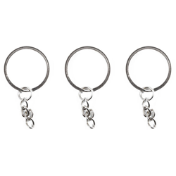 10 anelli base brise per portachiavi argento con catena in metallo 25 mm - ASIASHOPPING precio