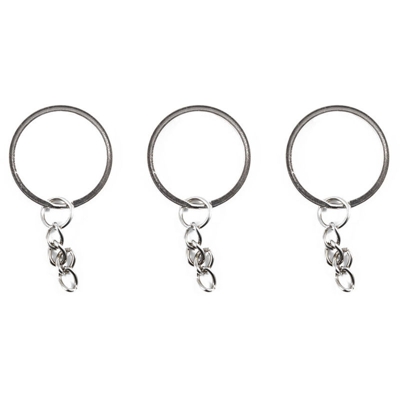10 anelli base brise per portachiavi argento con catena in metallo 25 mm - ASIASHOPPING