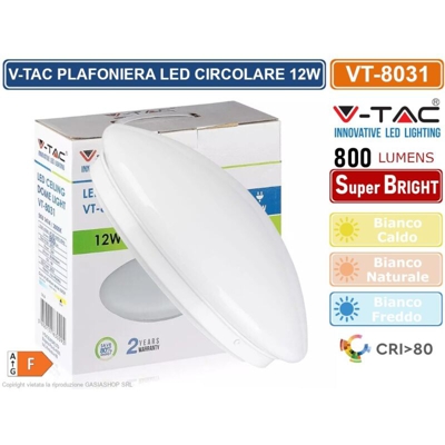 Plafoniera Led 12W forma circolare V-TAC VT-8031 3000K