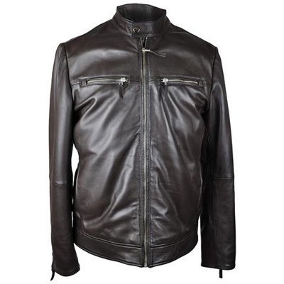 Giacca In Pelle Naturale Con Collo Alla Coreana Marrone Colore Marrone - Taglia Xxl